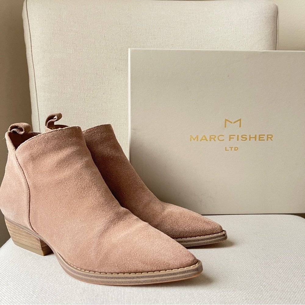 MARC FISHER LTD Obrra Pointy Toe Suede Bootie